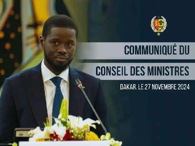 COMMUNIQUÉ DU CONSEIL DES MINISTRES DU MERCREDI 27 NOVEMBRE 2024.